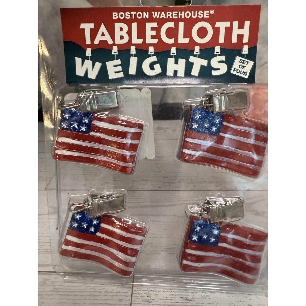 2001 Lot 2 Boston Warehouse Tablecloth Weights American Flag‎ Patriotic July 4TH